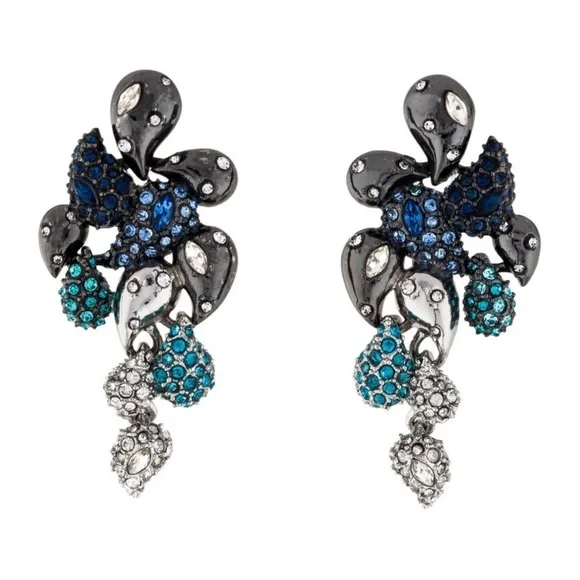 ALEXIS BITTAR • Blue Crystal Ombré Paisley Articulated Paisley Mosaic Necklace